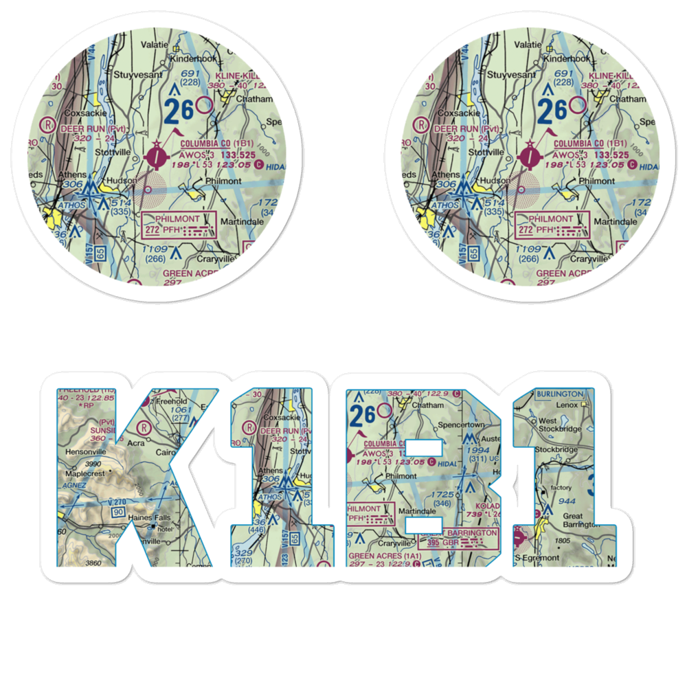 Columbia County Airport (1B1) VFR Sectional Sticker Pack 