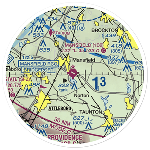Mansfield Municipal Airport (1B9) VFR Sectional Sticker (20 mile)