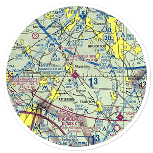 Mansfield Municipal Airport (1B9) VFR Sectional Sticker (30 mile)