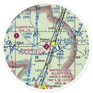 Paxton Airport (1C1) VFR Sectional Sticker (20 mile)