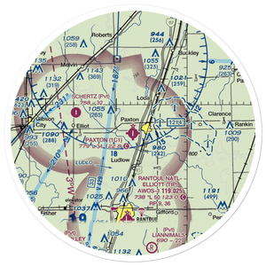 Paxton Airport (1C1) VFR Sectional Sticker (30 mile)