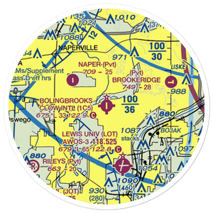 Bolingbrook's Clow International Airport (1C5) VFR Sectional Sticker (20 mile)