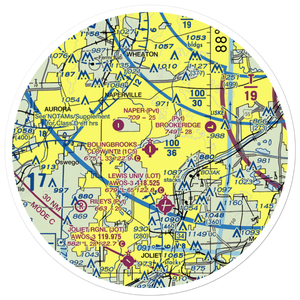 Bolingbrook's Clow International Airport (1C5) VFR Sectional Sticker (30 mile)