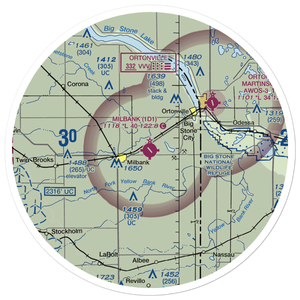 Milbank Municipal Airport (1D1) VFR Sectional Sticker (30 mile)