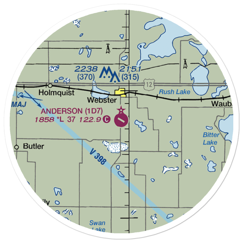 The Sigurd Anderson Airport (1D7) VFR Sectional Sticker (20 mile) 