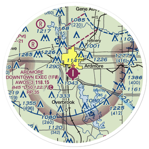 Ardmore Downtown Executive Airport (1F0) VFR Sectional Sticker (20 mile)