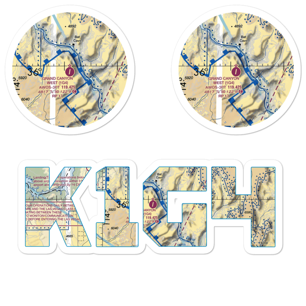 Grand Canyon West Airport (1G4) VFR Sectional Sticker Pack 