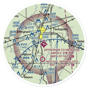 Effingham County Memorial Airport (1H2) VFR Sectional Sticker (20 mile)