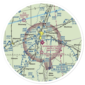 Effingham County Memorial Airport (1H2) VFR Sectional Sticker (30 mile)