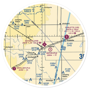 Satanta Municipal Airport (1K9) VFR Sectional Sticker (30 mile)