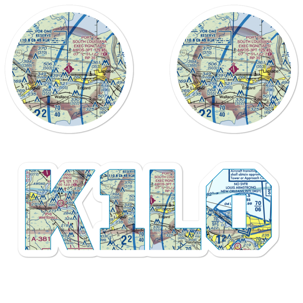 Port of South Louisiana Executive Regional Airport (APS) VFR Sectional Sticker Pack 