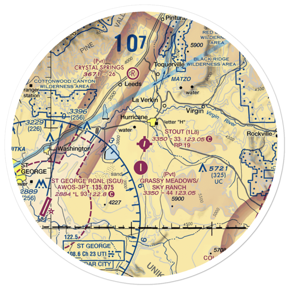 General Dick Stout Field (1L8) VFR Sectional Sticker (30 mile) 