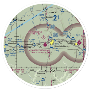 Mountain Grove Memorial Airport (1MO) VFR Sectional Sticker (30 mile)