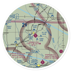 Thomas Municipal Airport (1O4) VFR Sectional Sticker (30 mile)