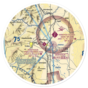 Montague-Yreka Rohrer Field (1O5) VFR Sectional Sticker (30 mile)