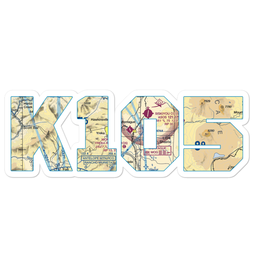 Montague-Yreka Rohrer Field (1O5) VFR Sectional Sticker 