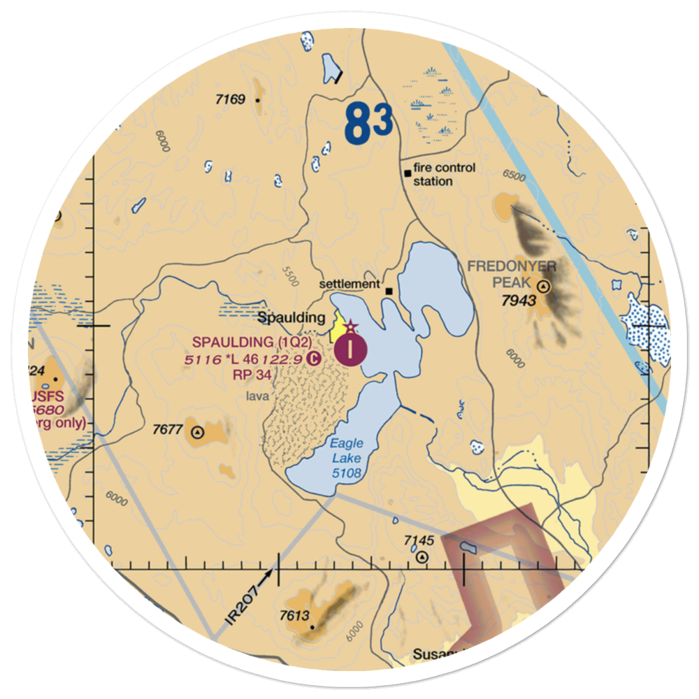 Spaulding Airport (1Q2) VFR Sectional Sticker (30 mile) 