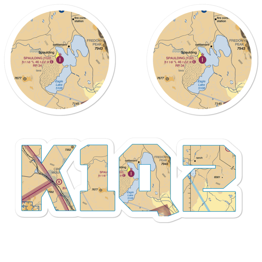 Spaulding Airport (1Q2) VFR Sectional Sticker Pack 