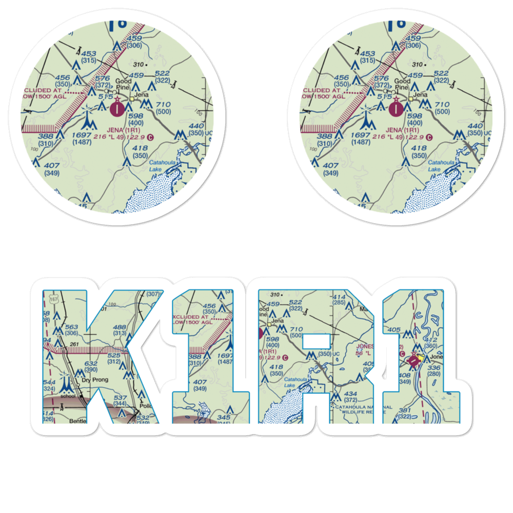 Jena Airport (1R1) VFR Sectional Sticker Pack 