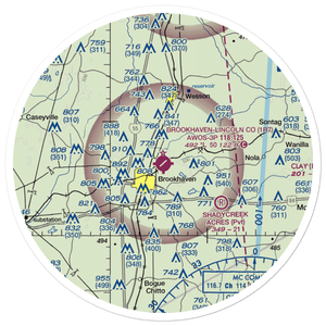 Brookhaven-Lincoln County Airport (1R7) VFR Sectional Sticker (30 mile)