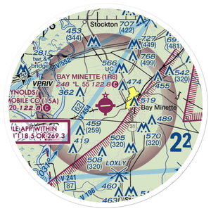 Bay Minette Municipal Airport (1R8) VFR Sectional Sticker (20 mile)