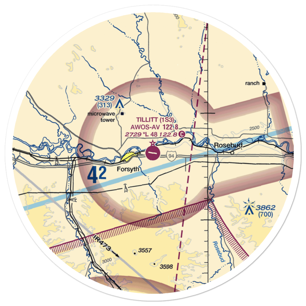 Tillitt Field (1S3) VFR Sectional Sticker (30 mile) 