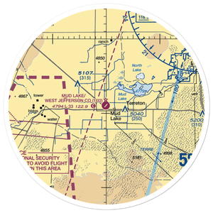 Mud Lake/West Jefferson County/ Airport (1U2) VFR Sectional Sticker (30 mile)