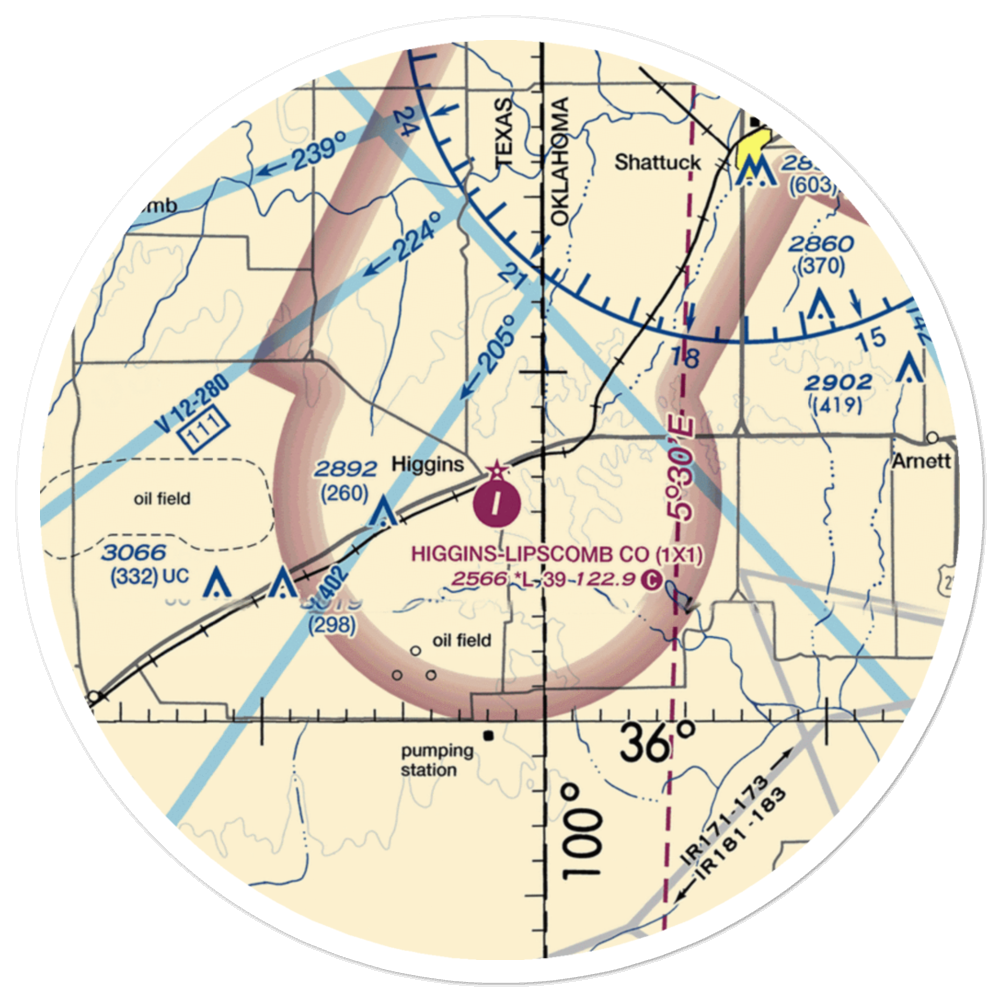 Higgins-Lipscomb County Airport (1X1) VFR Sectional Sticker (30 mile) 