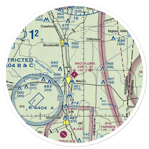 Macon Municipal Airport (20M) VFR Sectional Sticker (30 mile)
