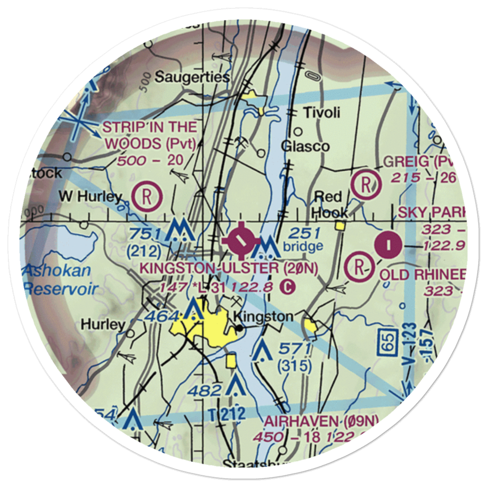 Kingston-Ulster Airport (20N) VFR Sectional Sticker (20 mile) 