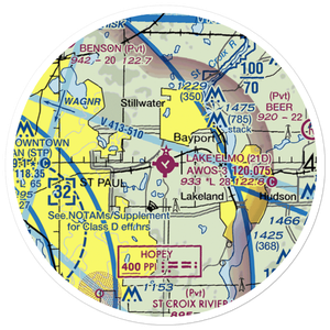 Lake Elmo Airport (21D) VFR Sectional Sticker (20 mile)