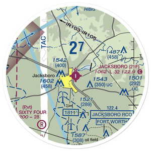 Jacksboro Municipal Airport (21F) VFR Sectional Sticker (20 mile)