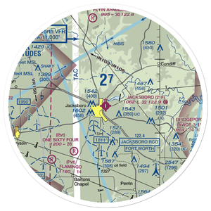 Jacksboro Municipal Airport (21F) VFR Sectional Sticker (30 mile)