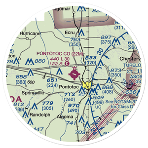 Pontotoc County Airport (22M) VFR Sectional Sticker (20 mile)
