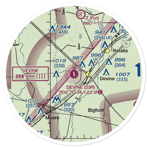 Devine Municipal Airport (23R) VFR Sectional Sticker (20 mile)