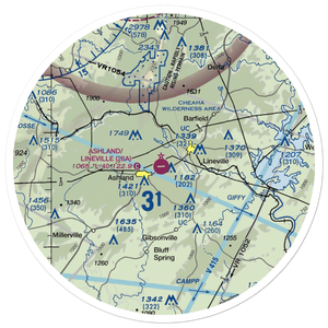 Ashland/Lineville Airport (26A) VFR Sectional Sticker (30 mile)