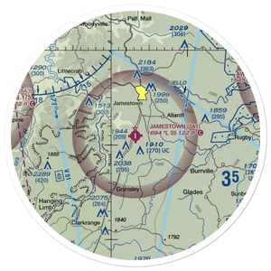Jamestown Municipal Airport (2A1) VFR Sectional Sticker (30 mile)