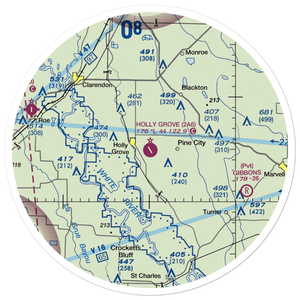 Holly Grove Municipal Airport (2A6) VFR Sectional Sticker (30 mile)