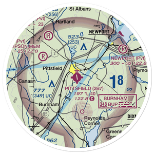 Pittsfield Municipal Airport (2B7) VFR Sectional Sticker (20 mile)