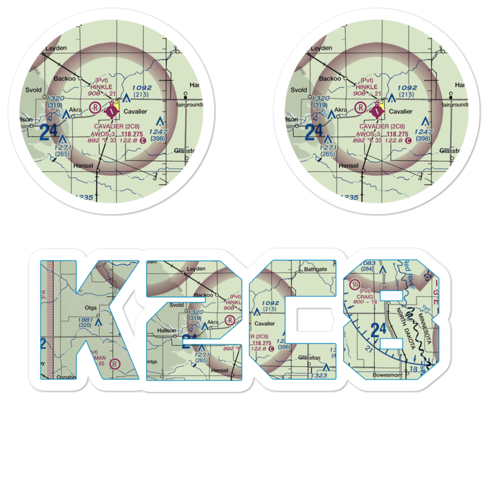 Cavalier Municipal Airport (2C8) VFR Sectional Sticker Pack 
