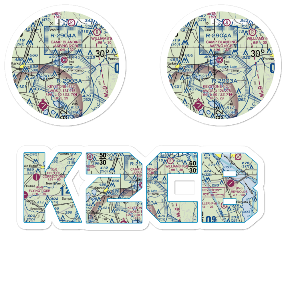 Camp Blanding Army Air Field/NG Airfield (2CB) VFR Sectional Sticker Pack 