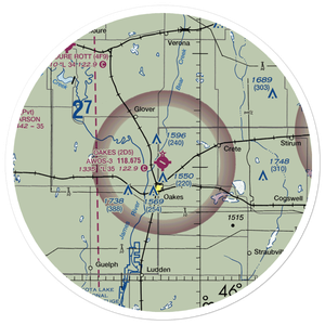 Oakes Municipal Airport (2D5) VFR Sectional Sticker (30 mile)