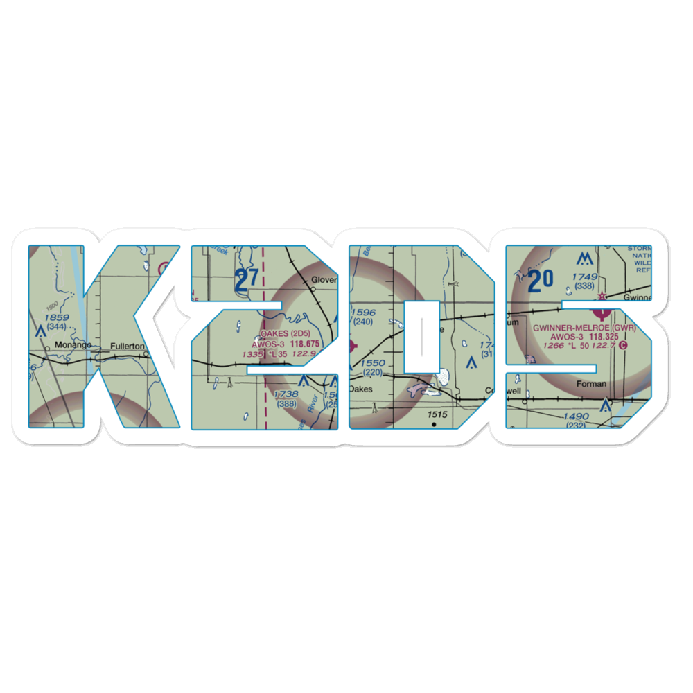 Oakes Municipal Airport (2D5) VFR Sectional Sticker 