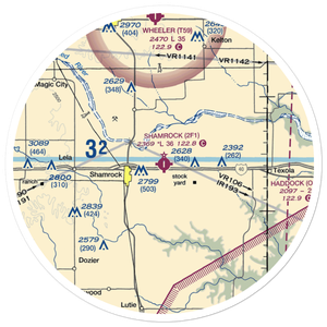 Shamrock Municipal Airport (2F1) VFR Sectional Sticker (30 mile)