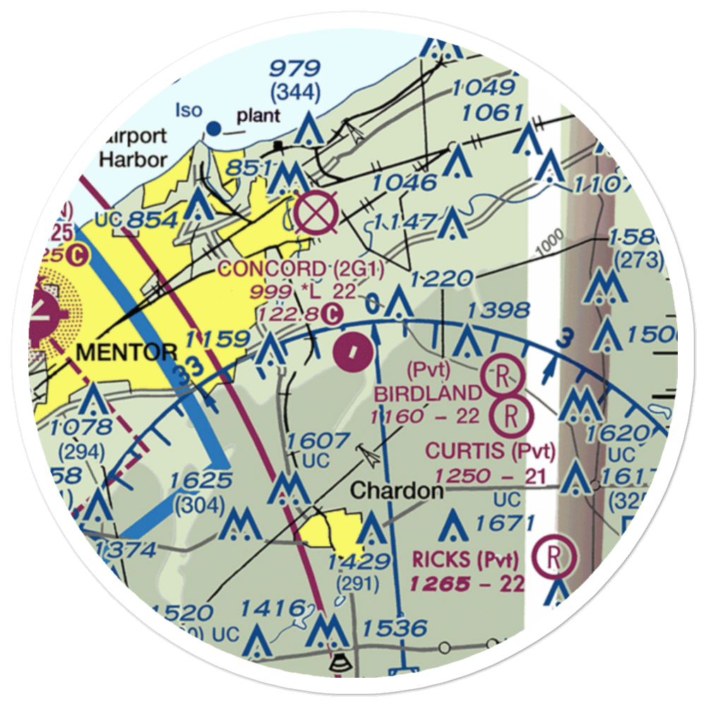 Concord Airpark (2G1) VFR Sectional Sticker (20 mile) 