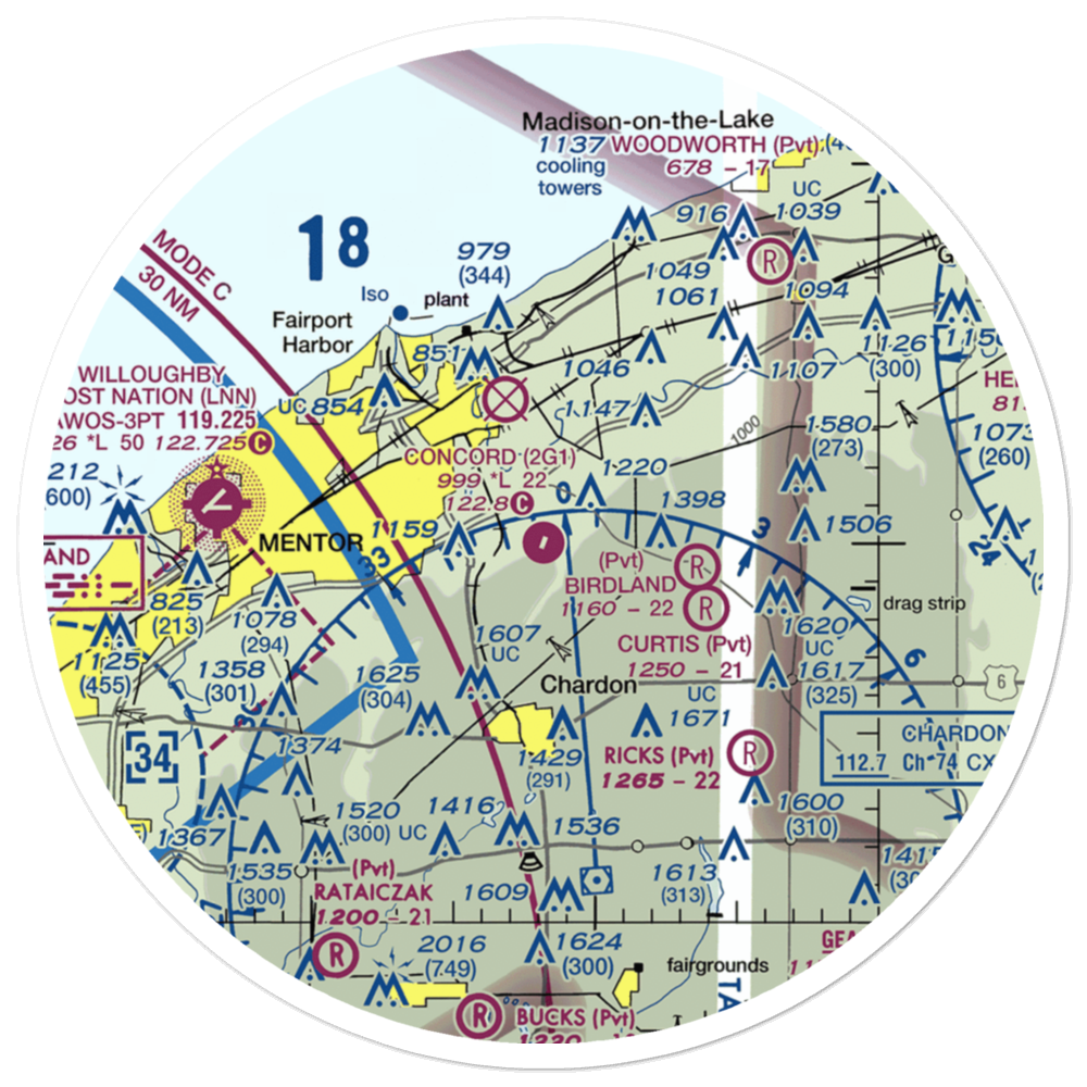 Concord Airpark (2G1) VFR Sectional Sticker (30 mile) 