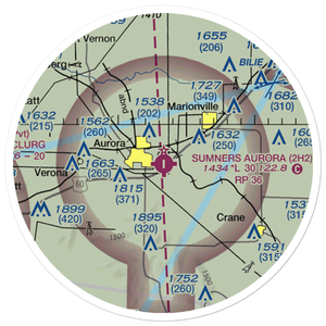Jerry Sumners Sr Aurora Municipal Airport (2H2) VFR Sectional Sticker (20 mile)