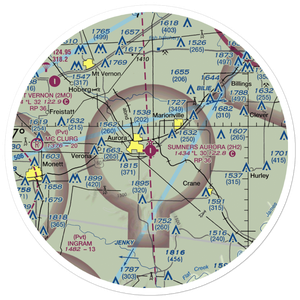 Jerry Sumners Sr Aurora Municipal Airport (2H2) VFR Sectional Sticker (30 mile)
