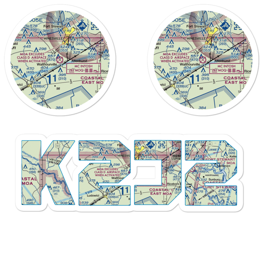 Liberty County Airport (2J2) VFR Sectional Sticker Pack 