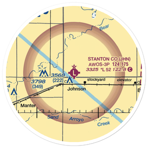 Stanton County Municipal Airport (JHN) VFR Sectional Sticker (20 mile)